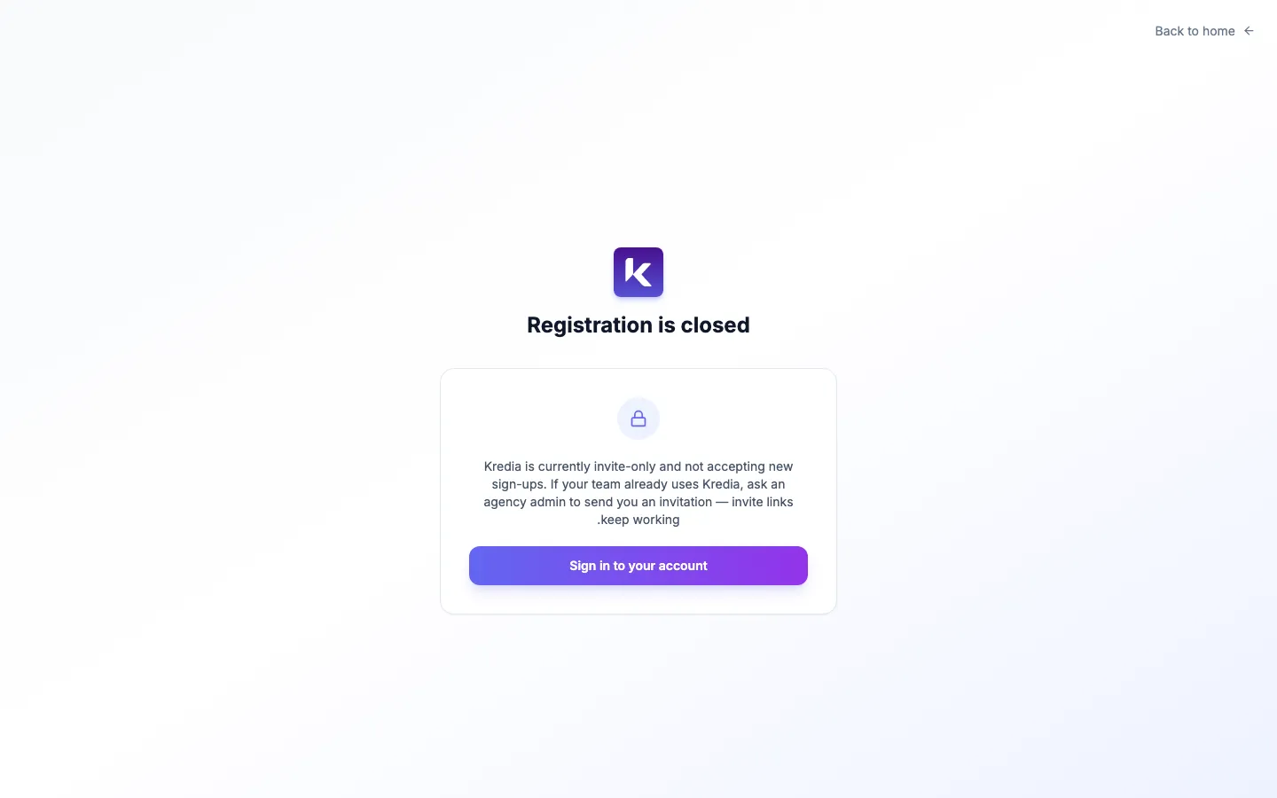 כשפותחים את עמוד ההרשמה בלי הזמנה, מופיע Registration is closed