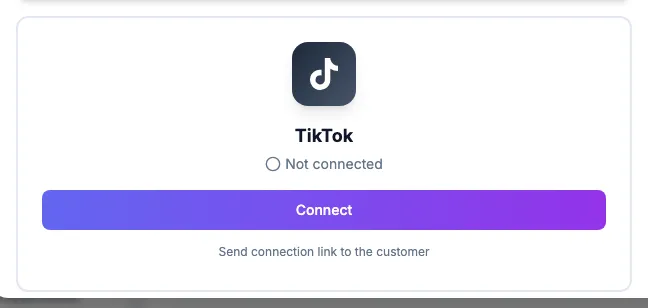 The TikTok card in the Connect Social Media window